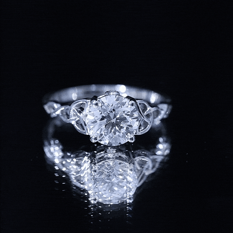 Certified Solitaire Moissanite Celtic Design Engagement Ring