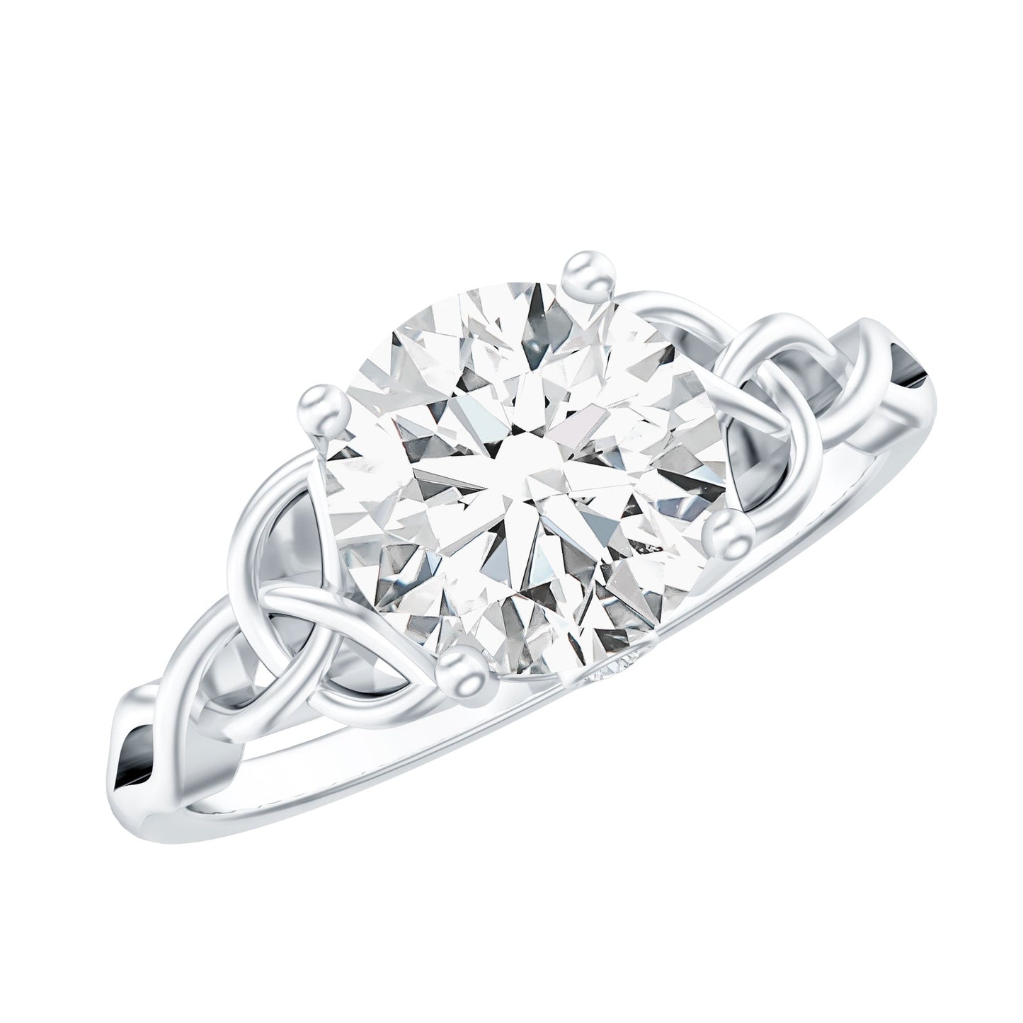 Certified Solitaire Moissanite Celtic Design Engagement Ring