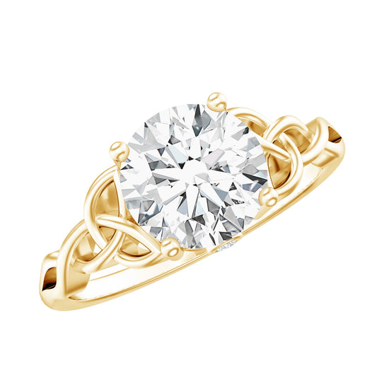Certified Solitaire Moissanite Celtic Design Engagement Ring