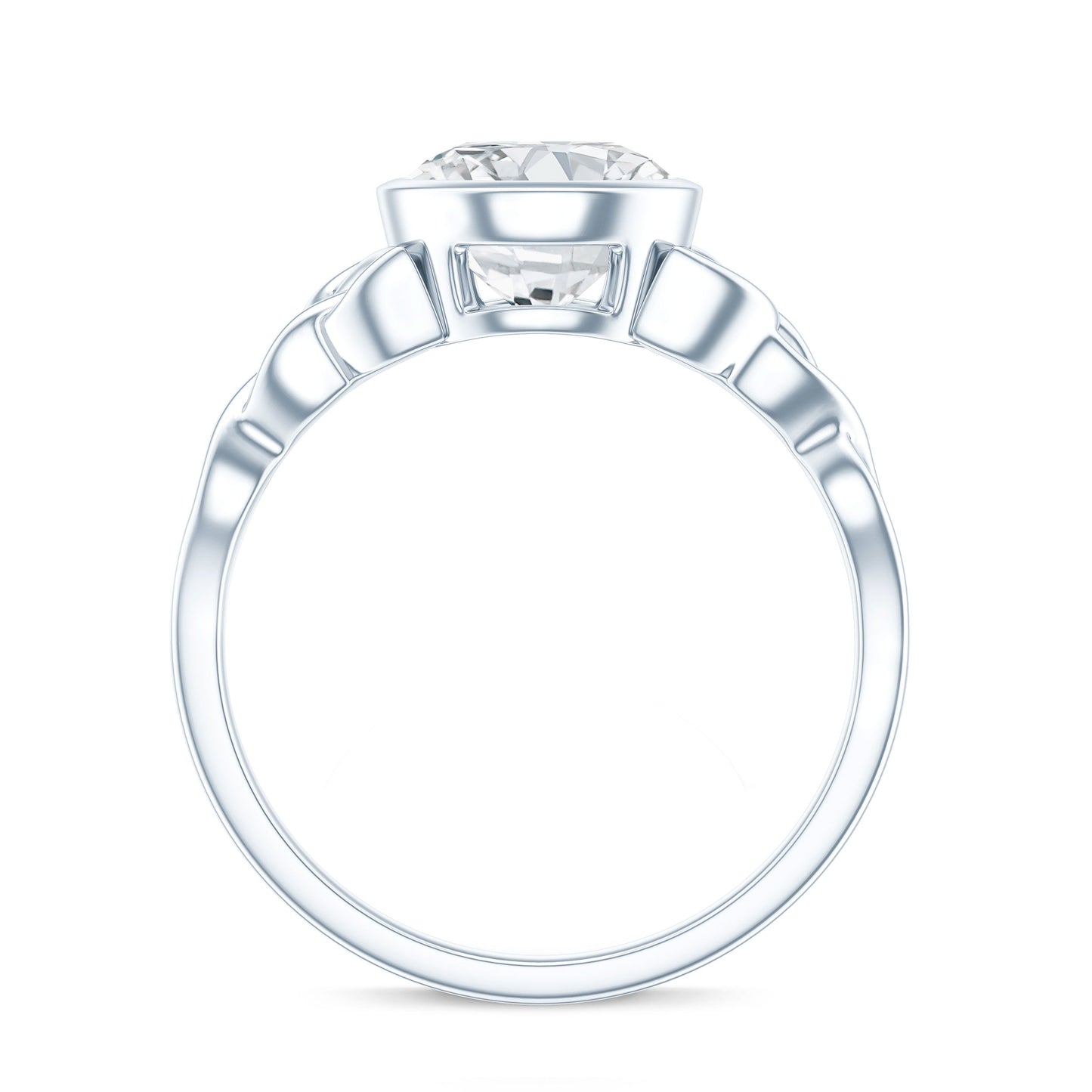 Solitaire Moissanite Celtic Knot Engagement Ring in Bezel Setting