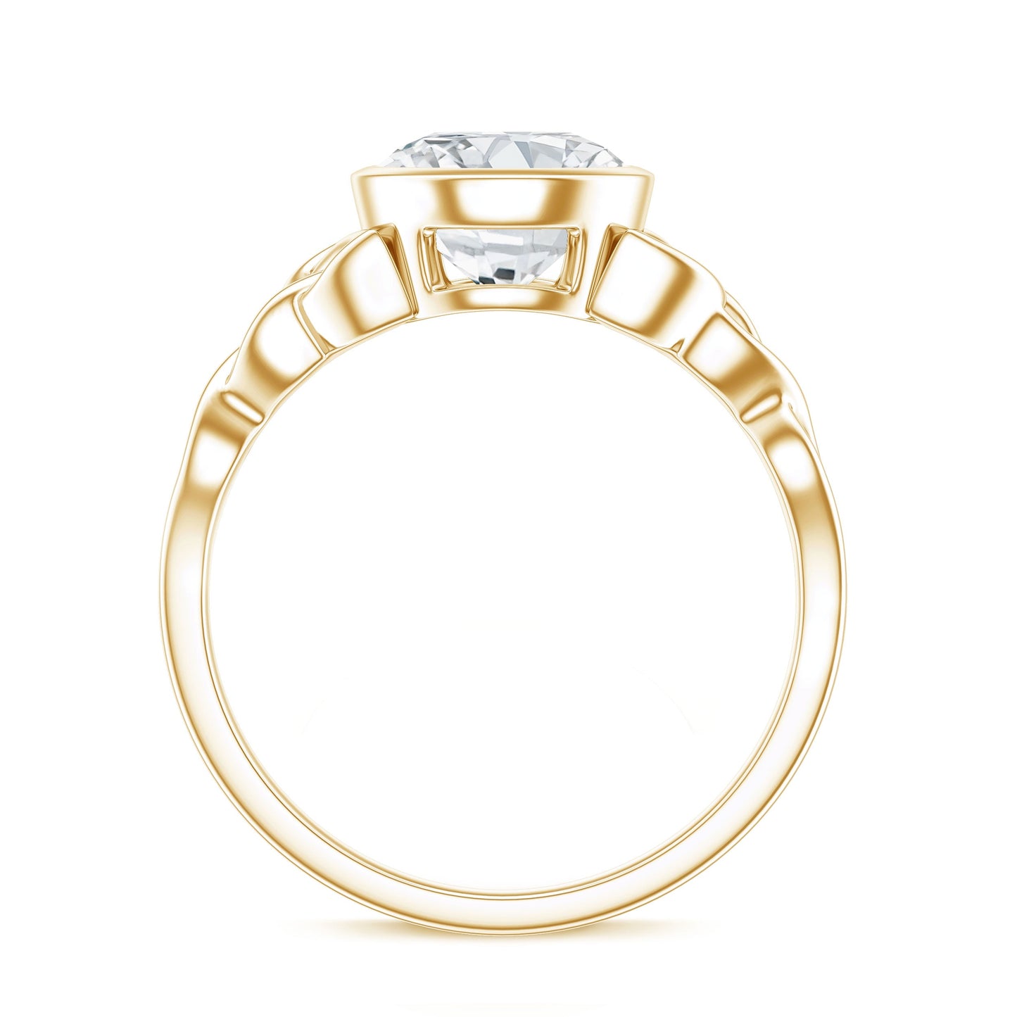 Solitaire Moissanite Celtic Knot Engagement Ring in Bezel Setting