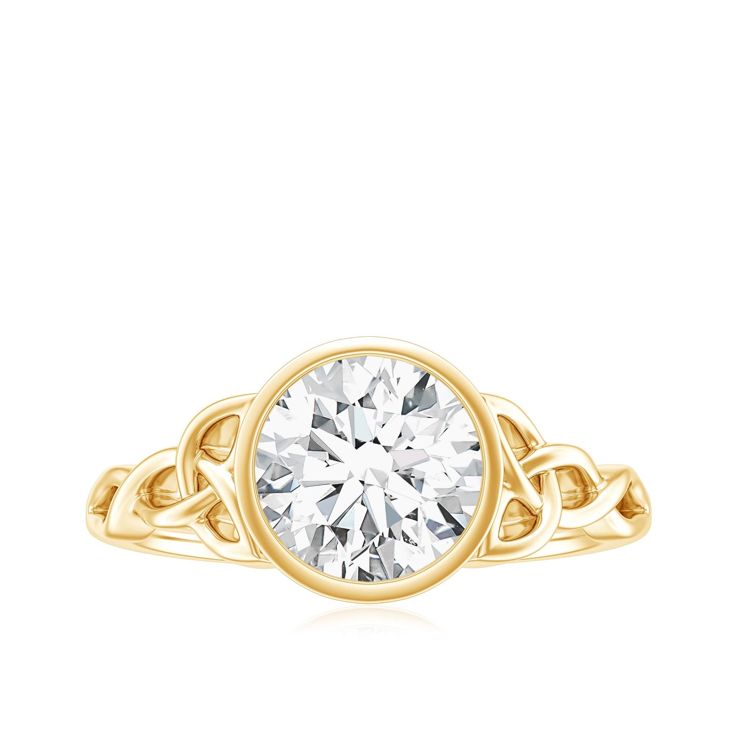 Solitaire Moissanite Celtic Knot Engagement Ring in Bezel Setting