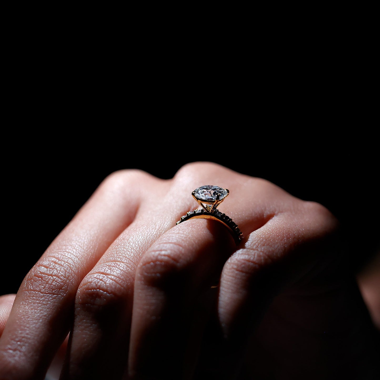 Certified Round Moissanite Solitaire Engagement Ring For Her
