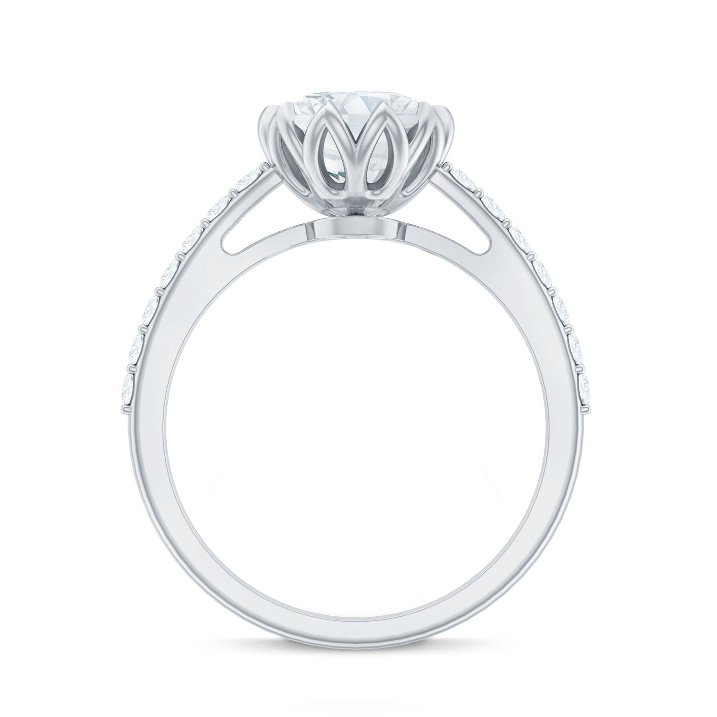 Lotus Basket Set Moissanite Engagement Ring with Certificate