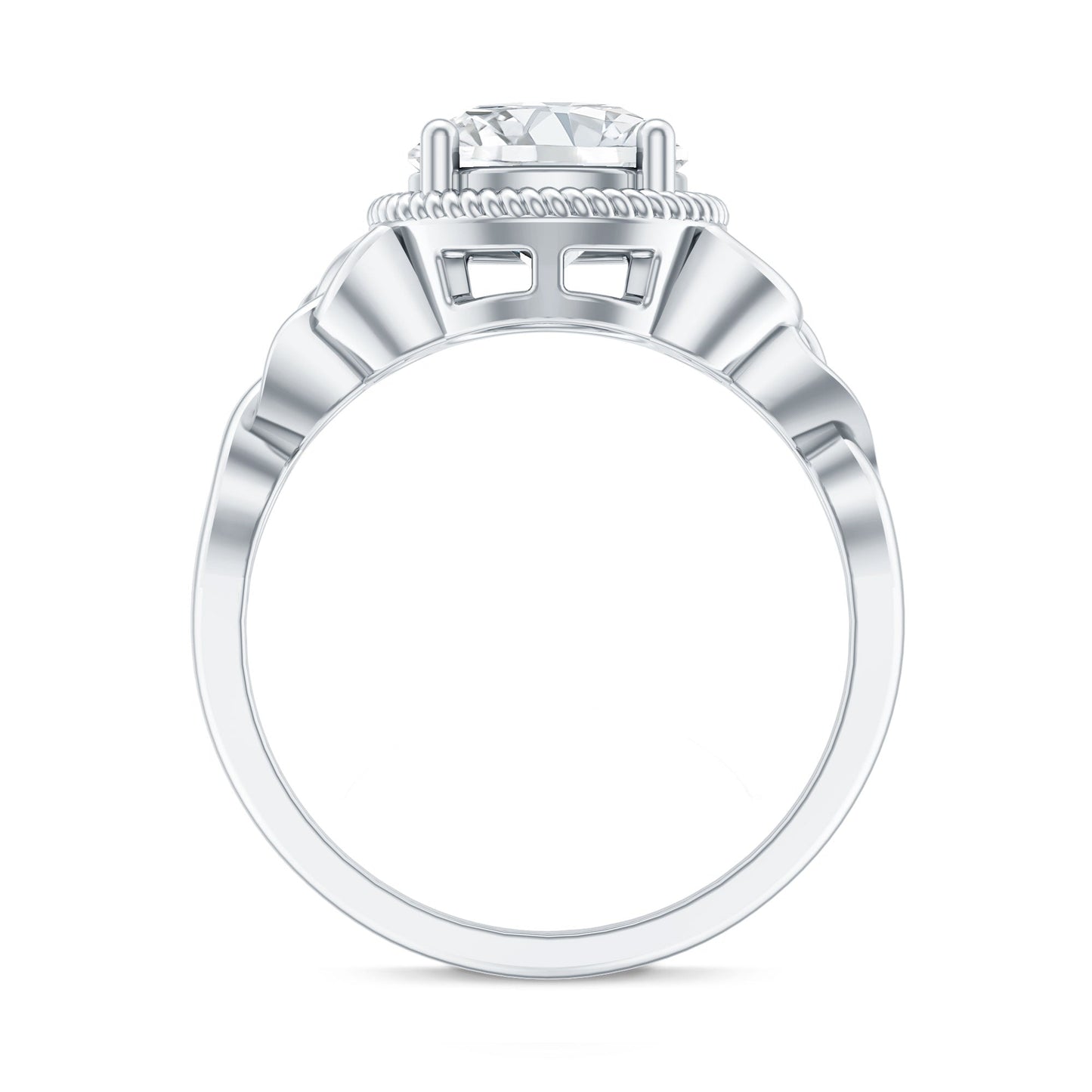 Brilliant Cut Moissanite Engagement Ring with Rope Frame