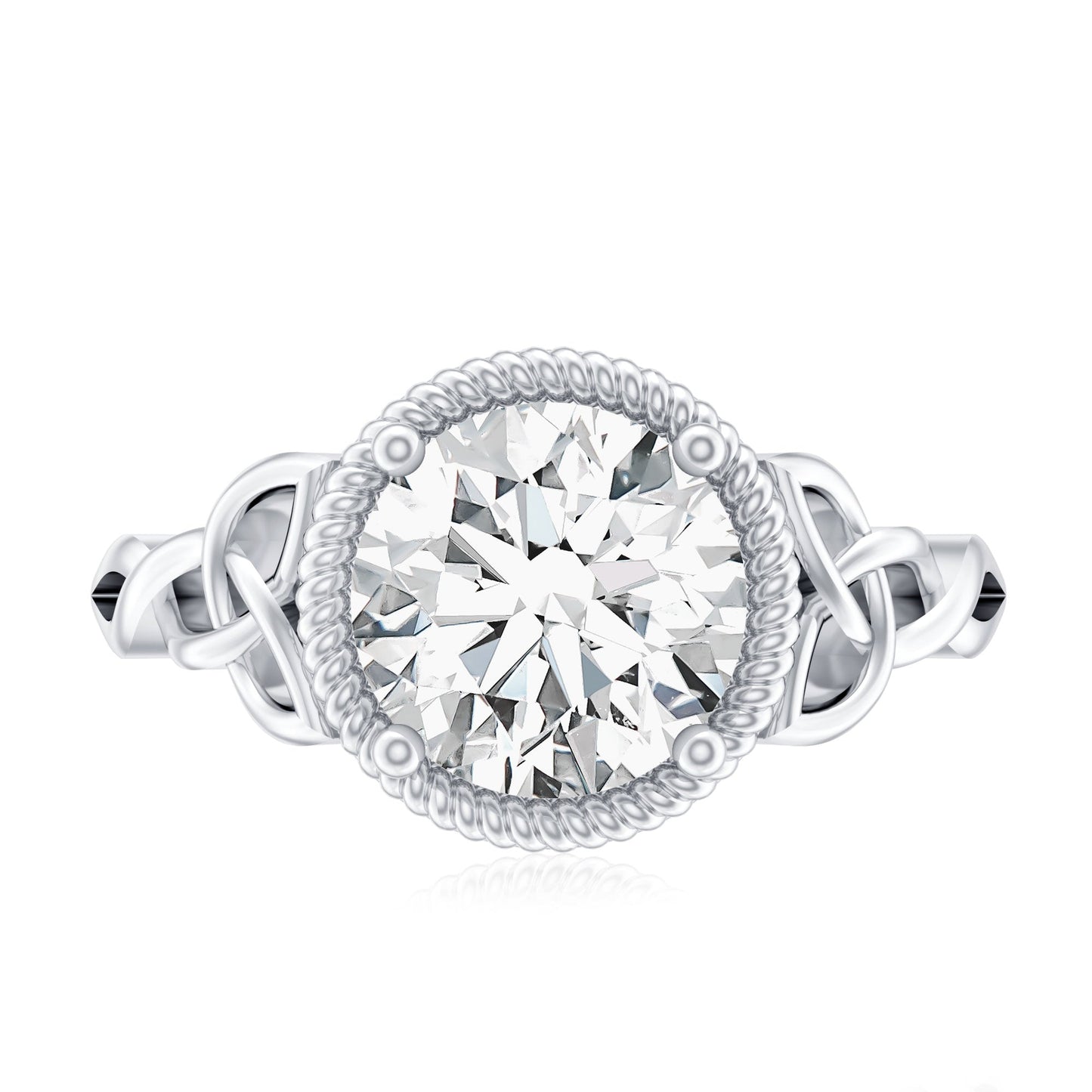 Brilliant Cut Moissanite Engagement Ring with Rope Frame