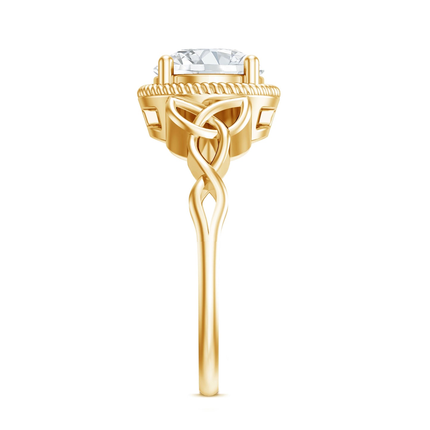 Brilliant Cut Moissanite Engagement Ring with Rope Frame