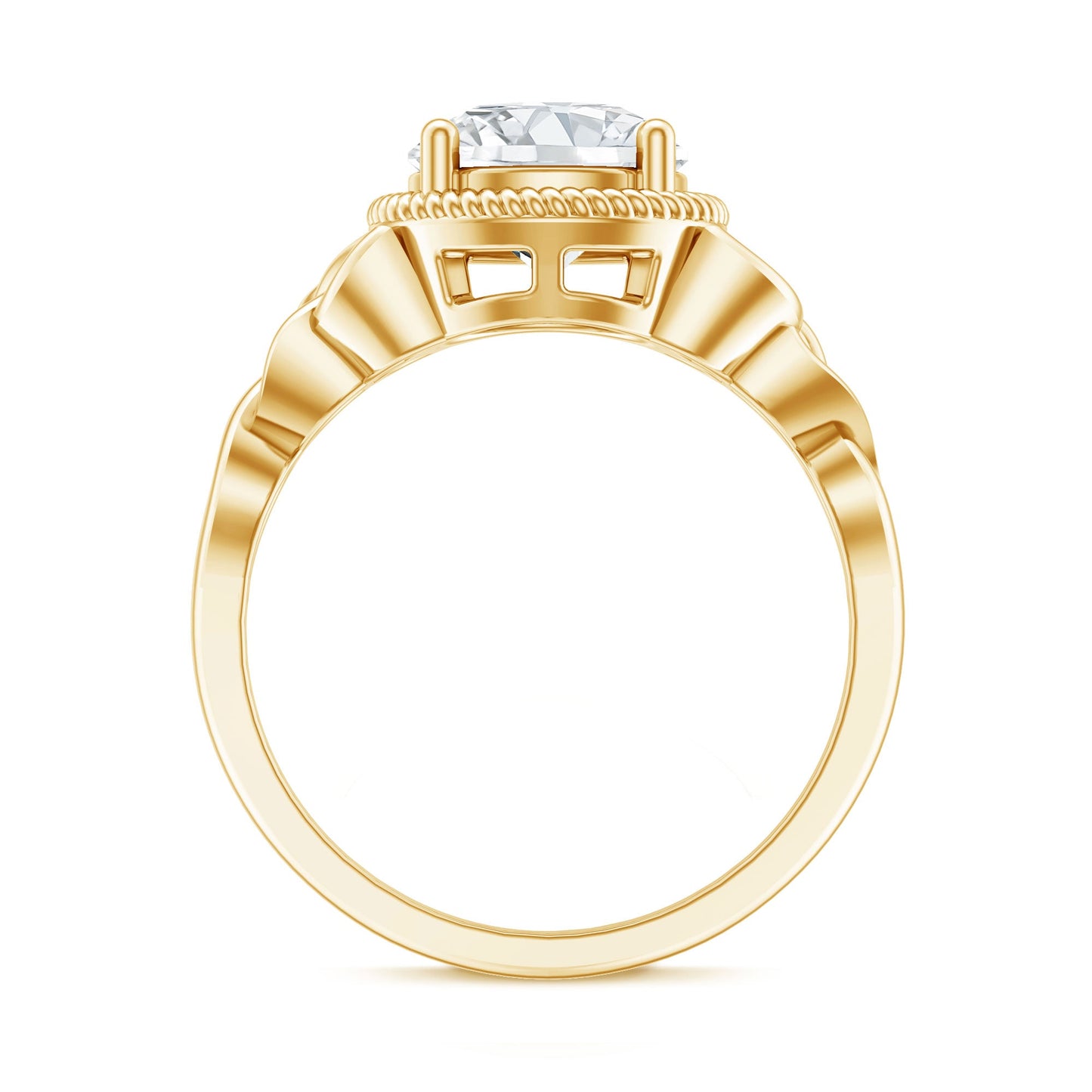 Brilliant Cut Moissanite Engagement Ring with Rope Frame