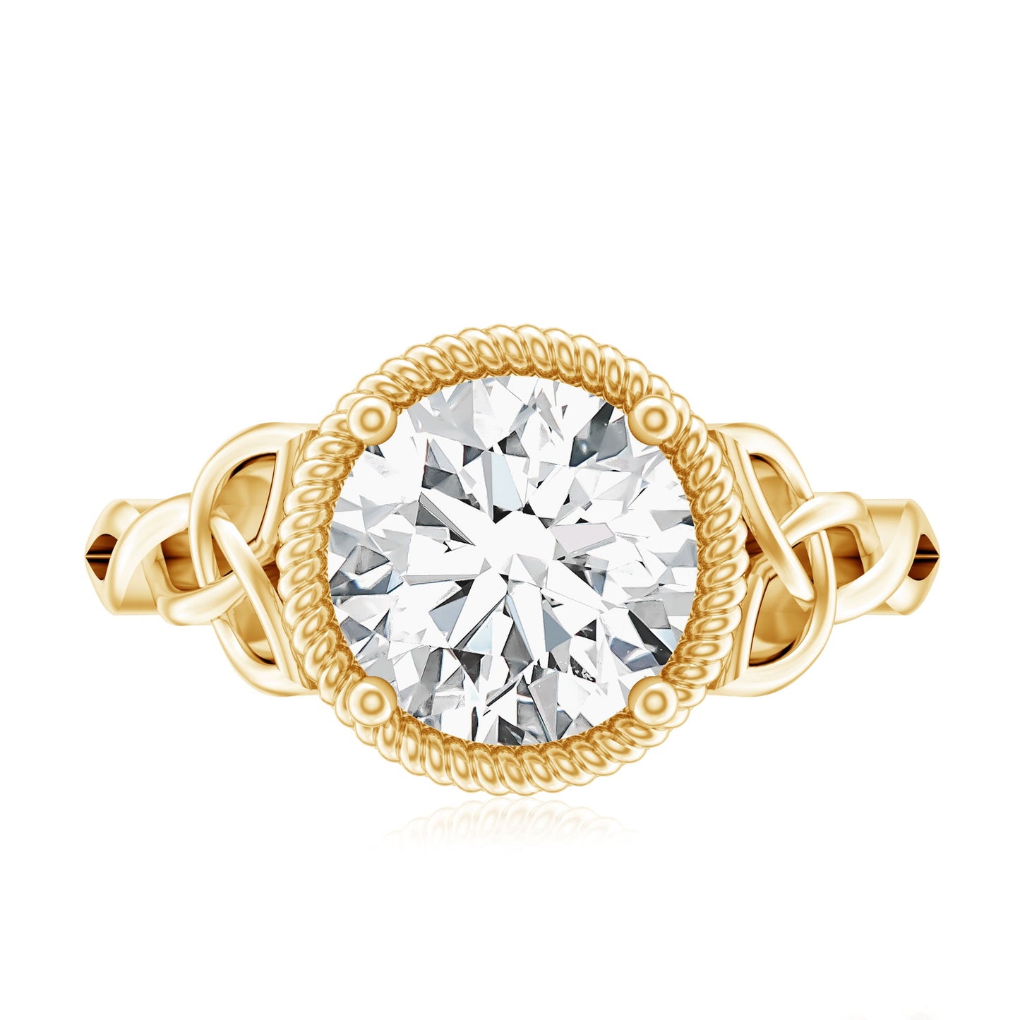 Brilliant Cut Moissanite Engagement Ring with Rope Frame