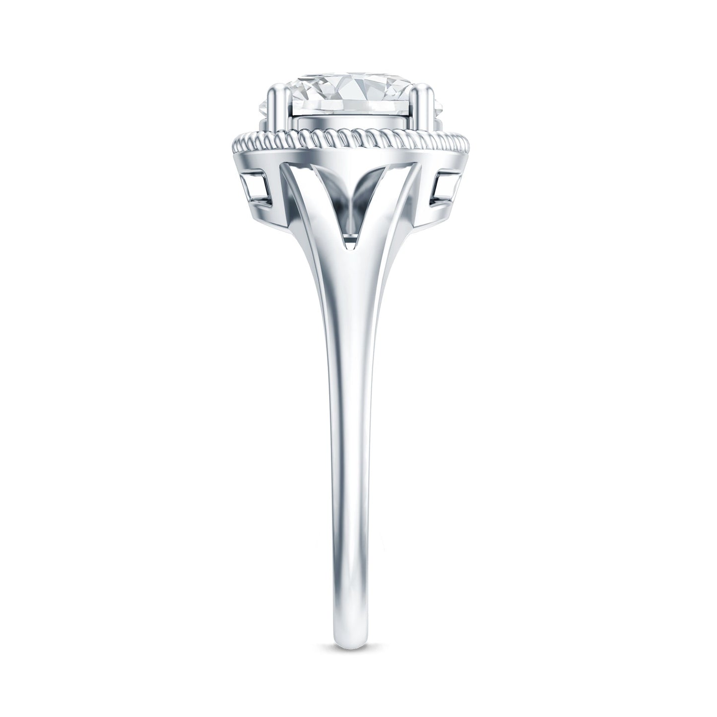 2 CT Round Moissanite Rope Band Engagement Ring