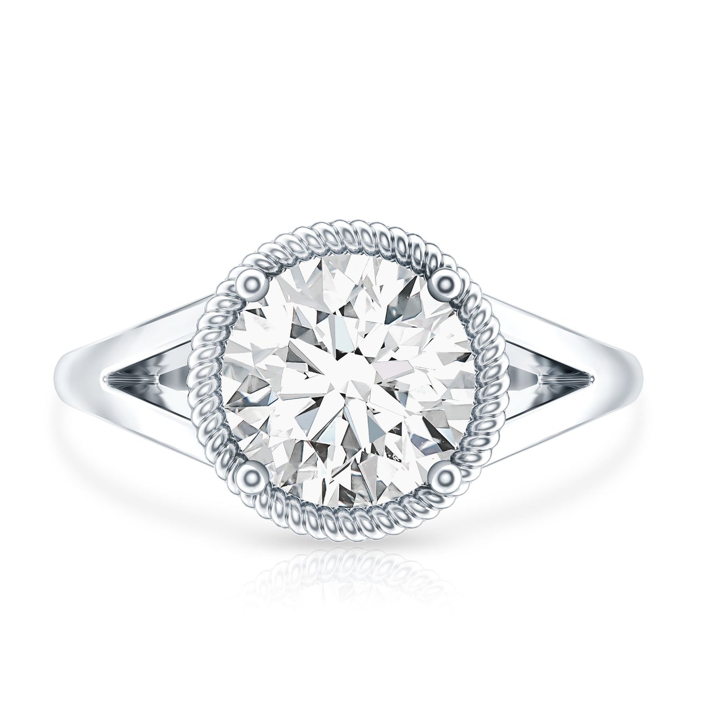 2 CT Round Moissanite Rope Band Engagement Ring