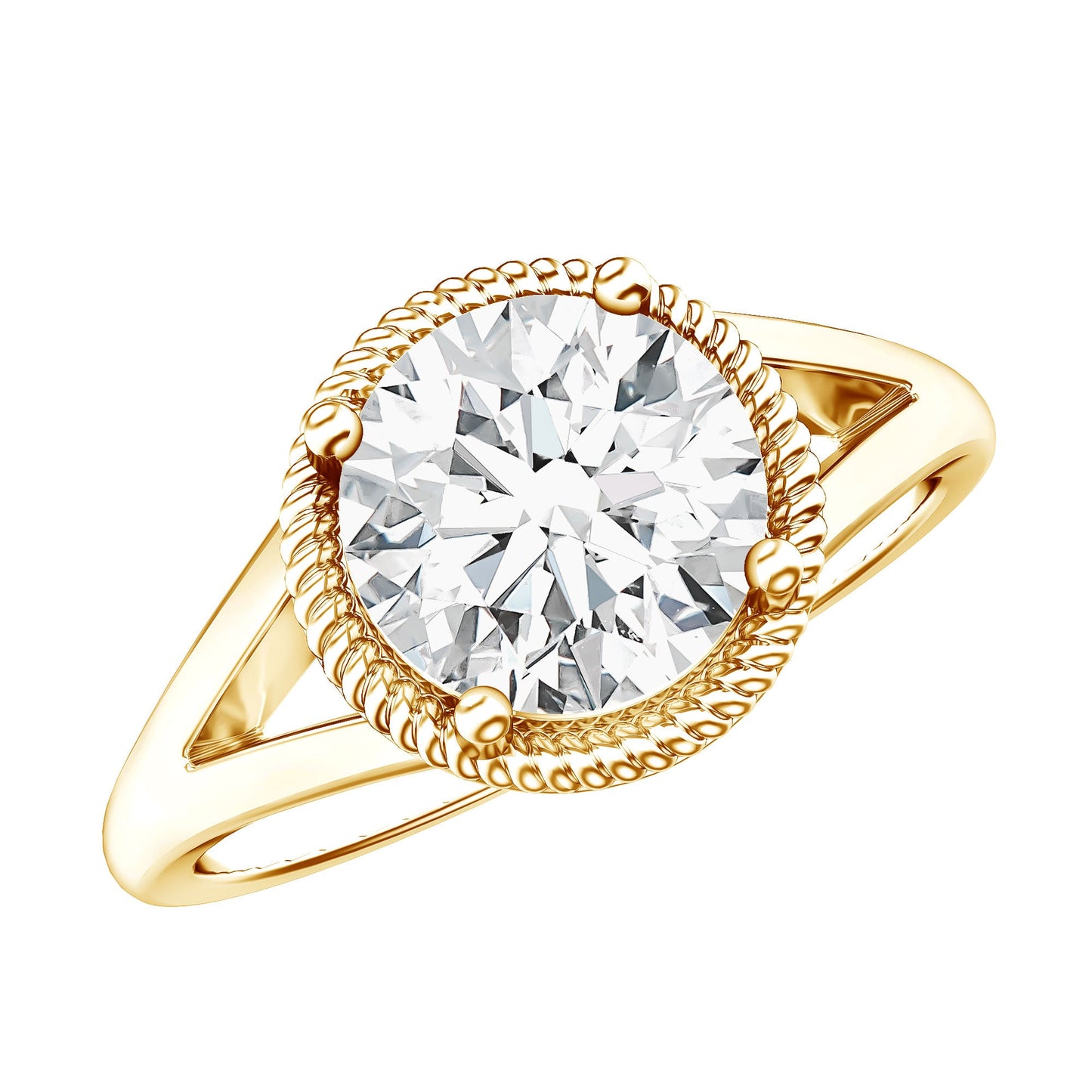 2 CT Round Moissanite Rope Band Engagement Ring