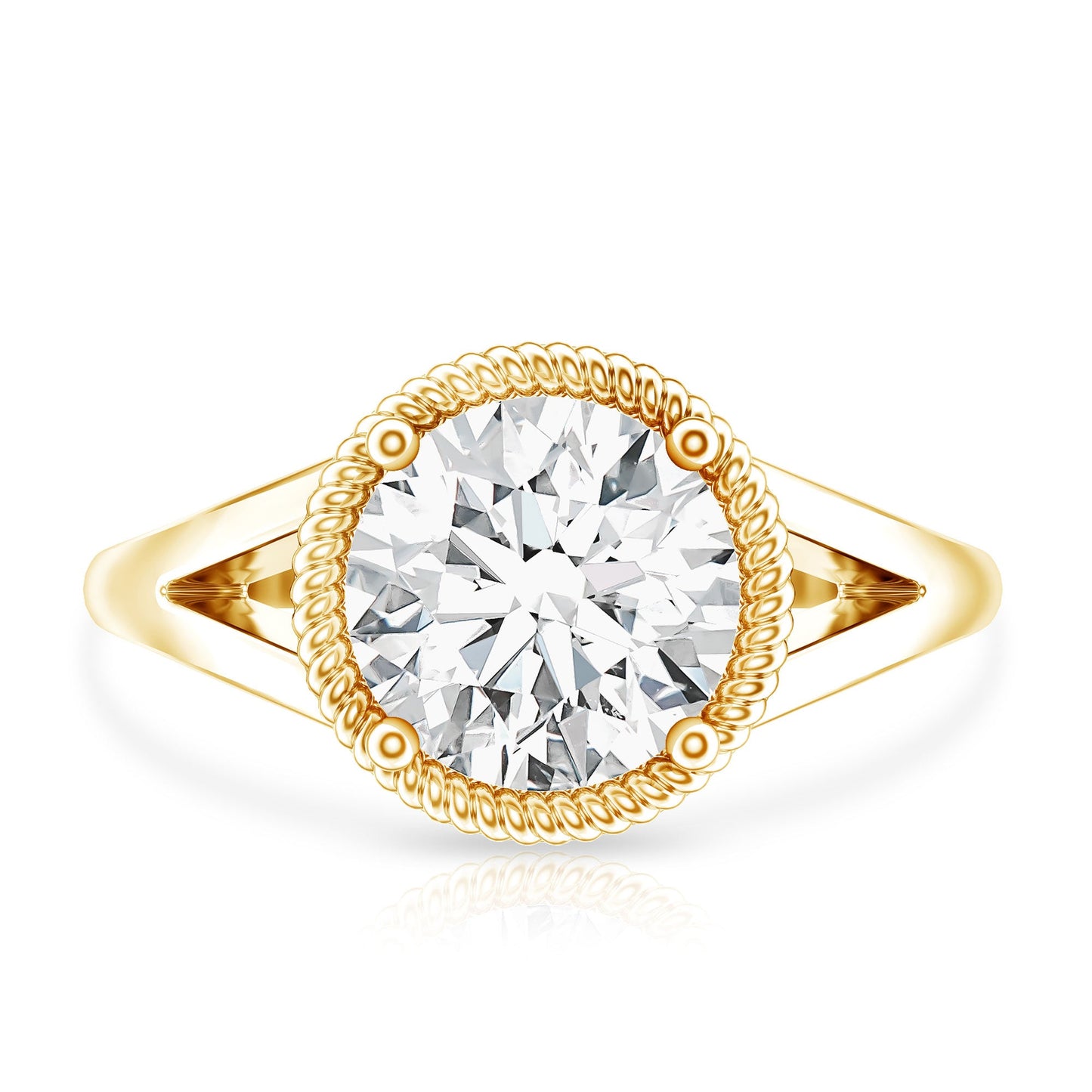2 CT Round Moissanite Rope Band Engagement Ring