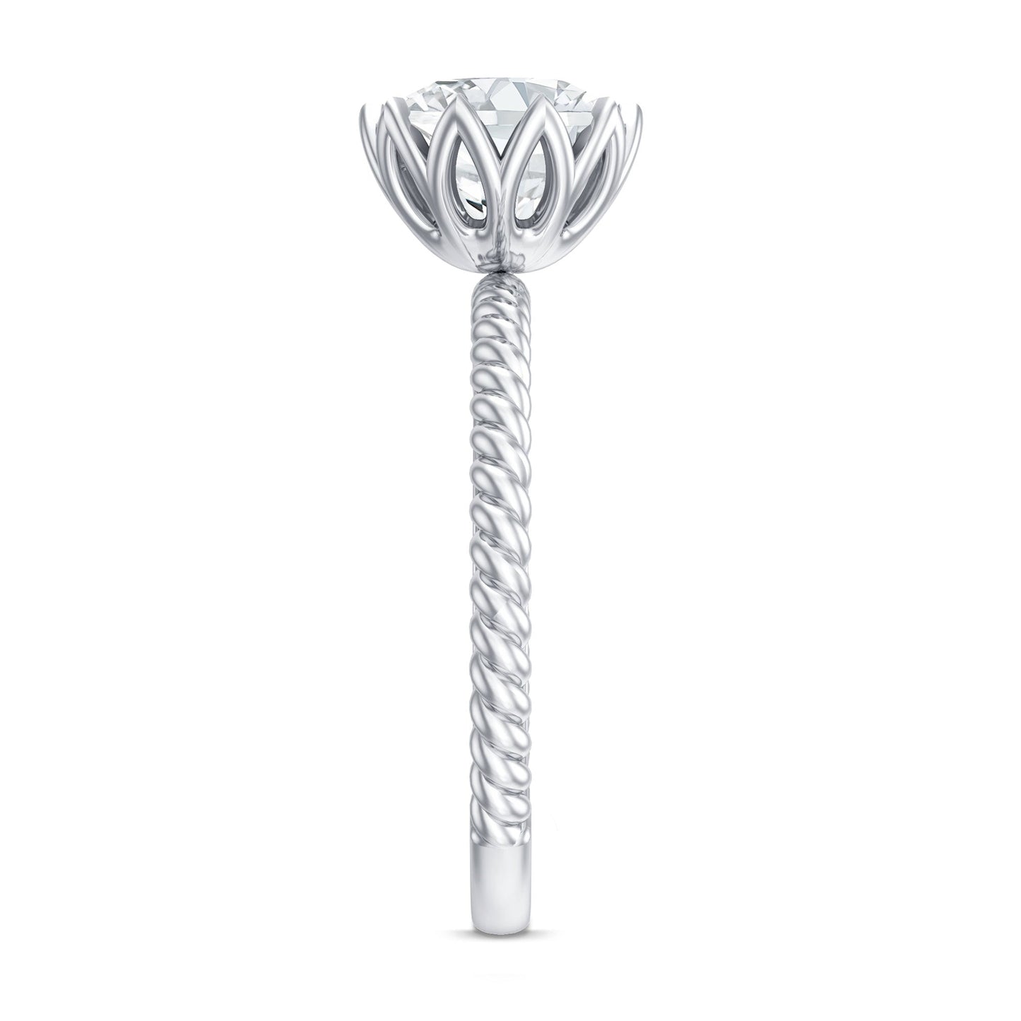 2 CT Moissanite Engagement Ring with Twisted Rope Band