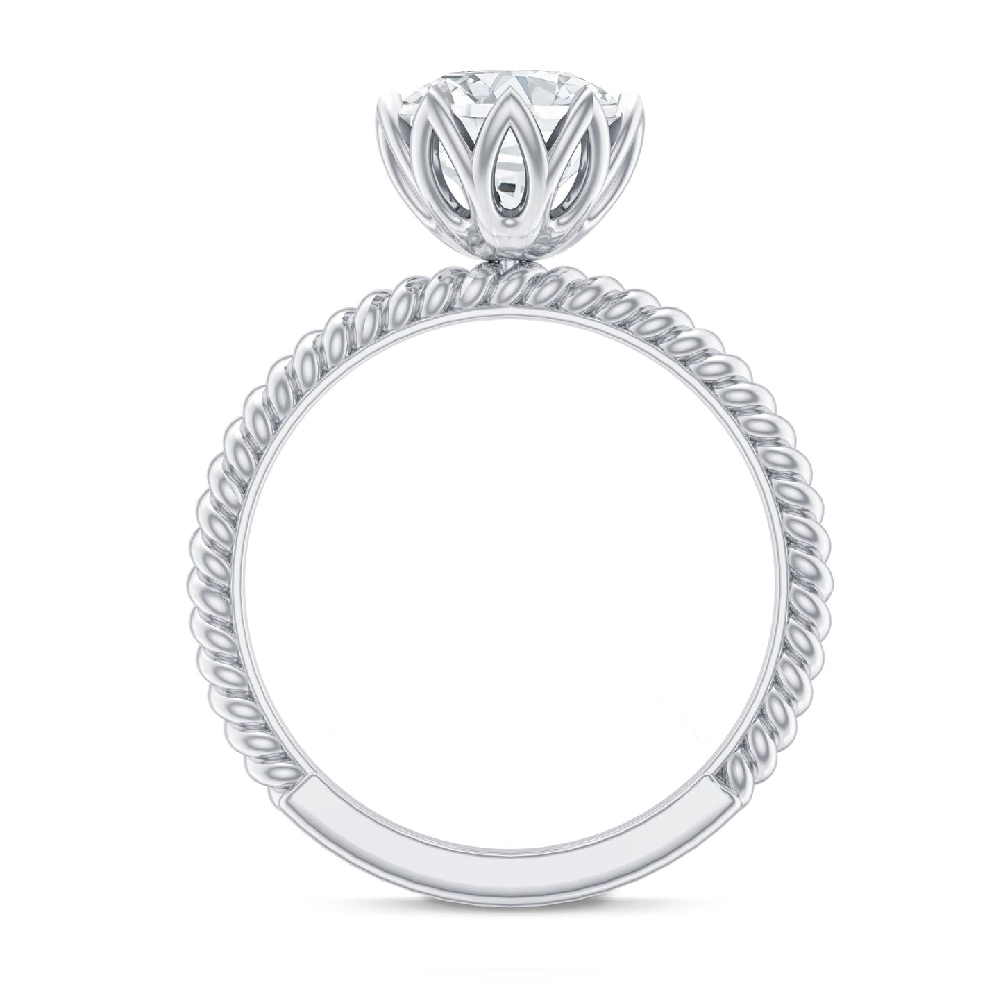 2 CT Moissanite Engagement Ring with Twisted Rope Band
