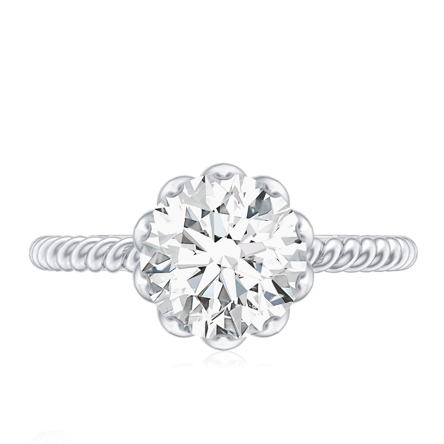 2 CT Moissanite Engagement Ring with Twisted Rope Band