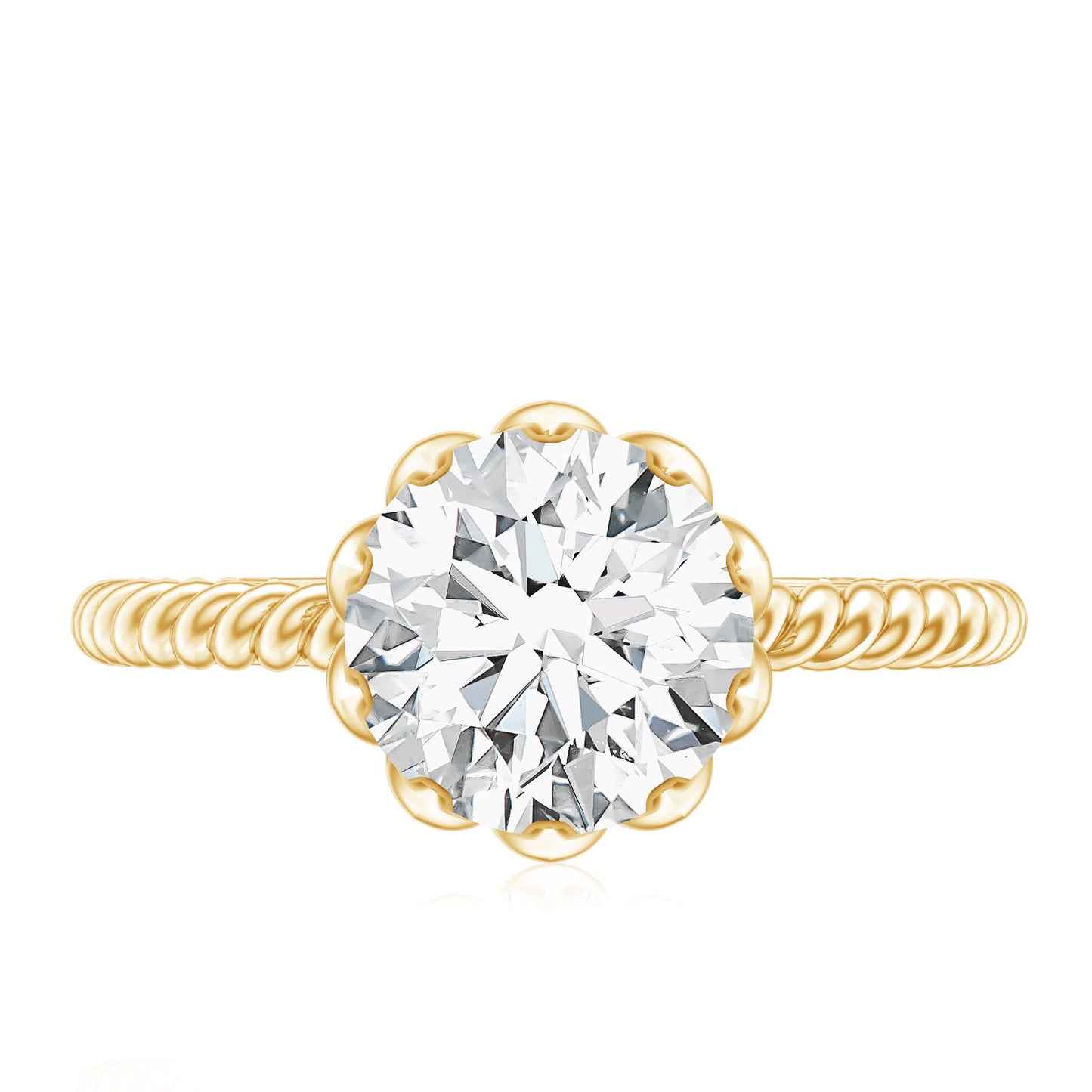 2 CT Moissanite Engagement Ring with Twisted Rope Band