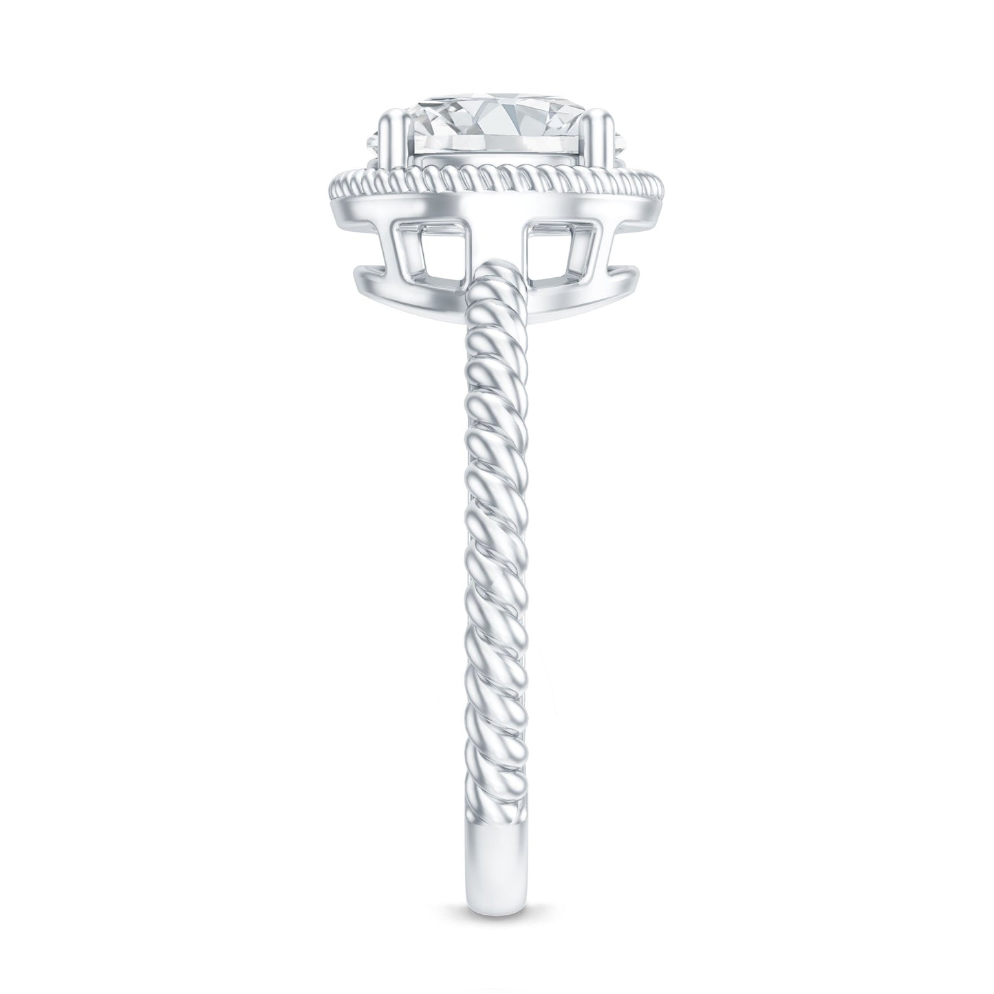 Brilliant Cut 2 Carat Moissanite Rope Band Engagement Ring