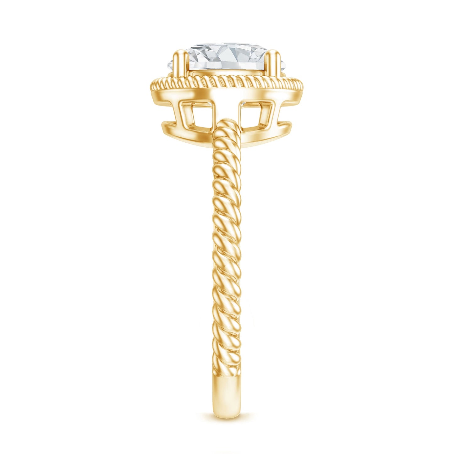 Brilliant Cut 2 Carat Moissanite Rope Band Engagement Ring