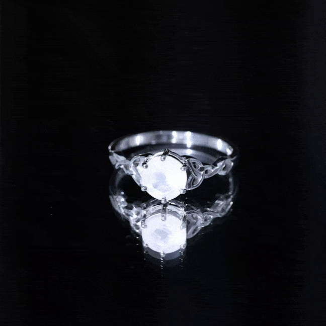 Genuine Moonstone Celtic Engagement Ring for Women