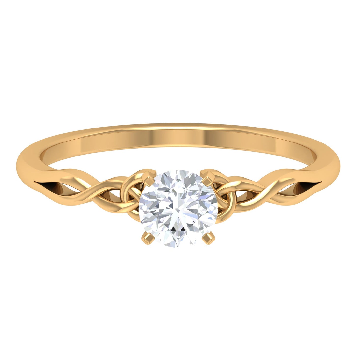 Round Moissanite Solitaire Celtic Promise Ring