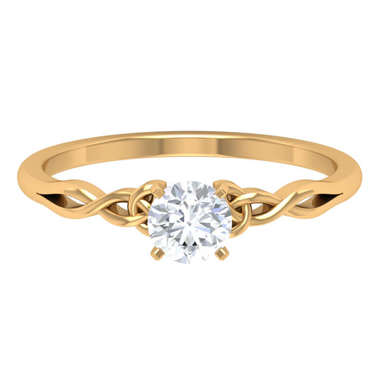 Round Moissanite Solitaire Celtic Promise Ring