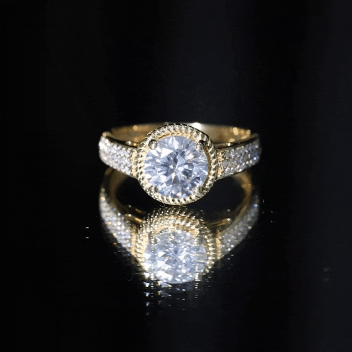 2 Carat Moissanite Round Cut Engagement Ring With Side Stones