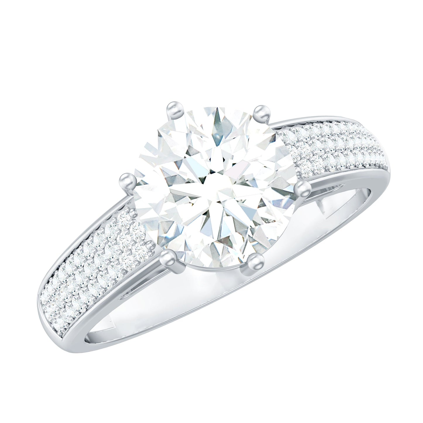 Certified Moissanite Side Stone Engagement Ring for Women