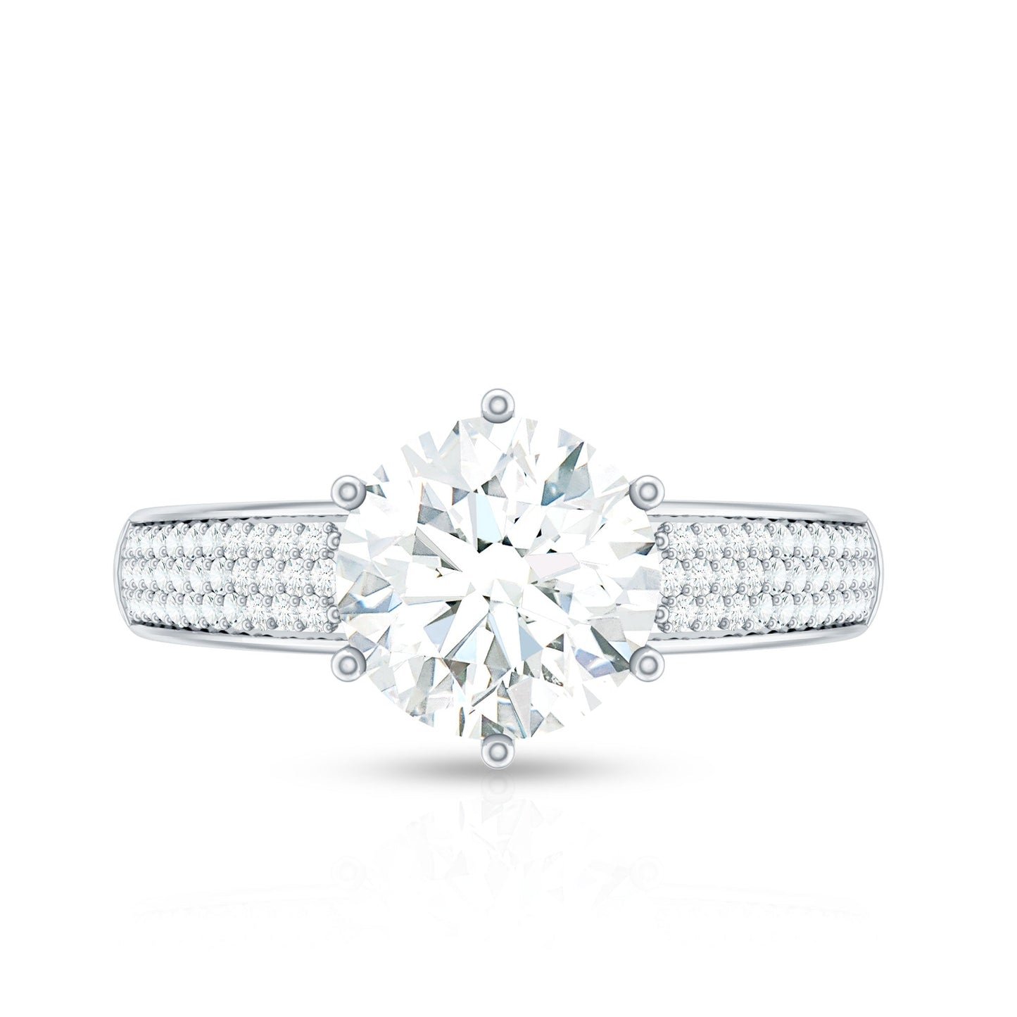 Certified Moissanite Side Stone Engagement Ring for Women