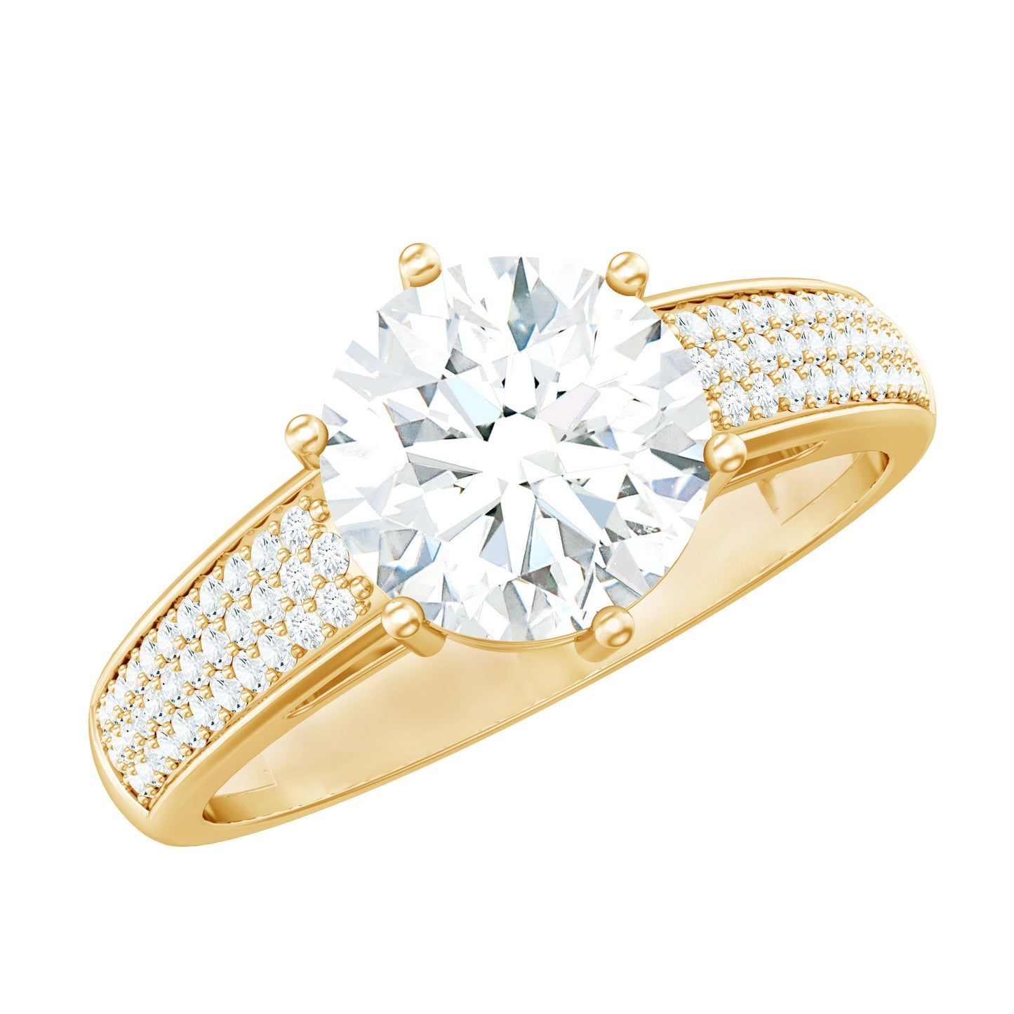 Certified Moissanite Side Stone Engagement Ring for Women
