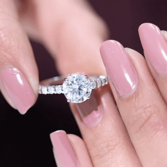 Solitaire Moissanite Engagement Ring with Side Stones