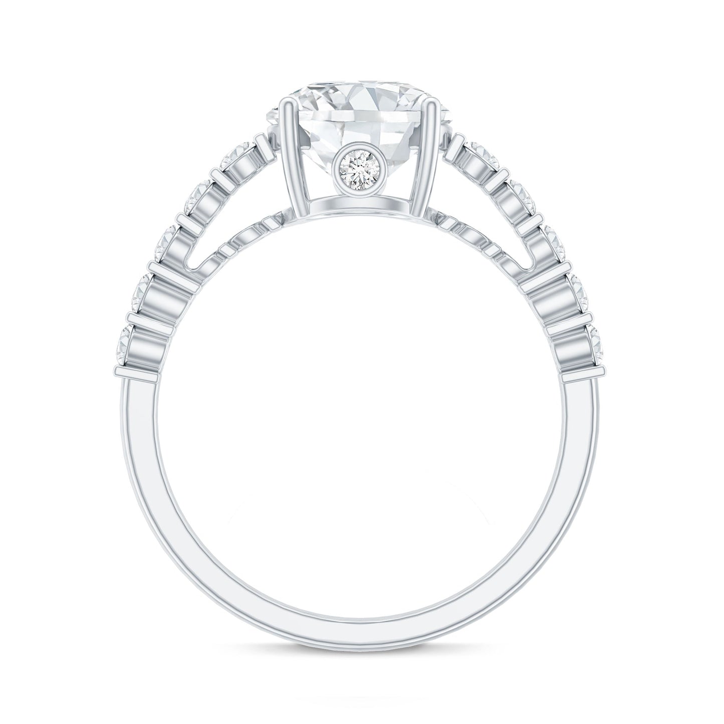Solitaire Moissanite Engagement Ring with Side Stones