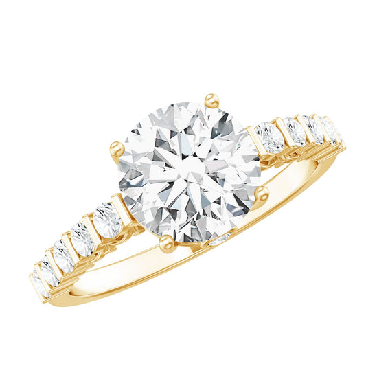 Solitaire Moissanite Engagement Ring with Side Stones
