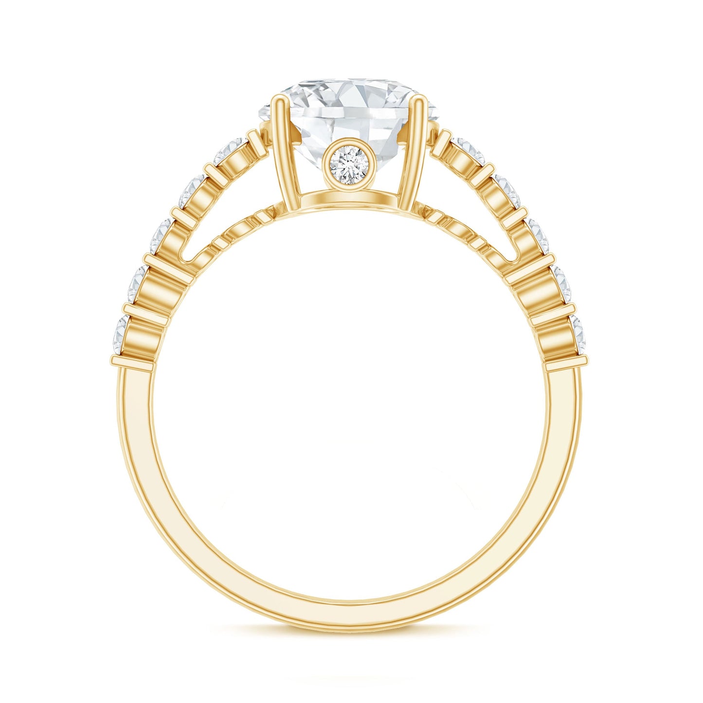 Solitaire Moissanite Engagement Ring with Side Stones
