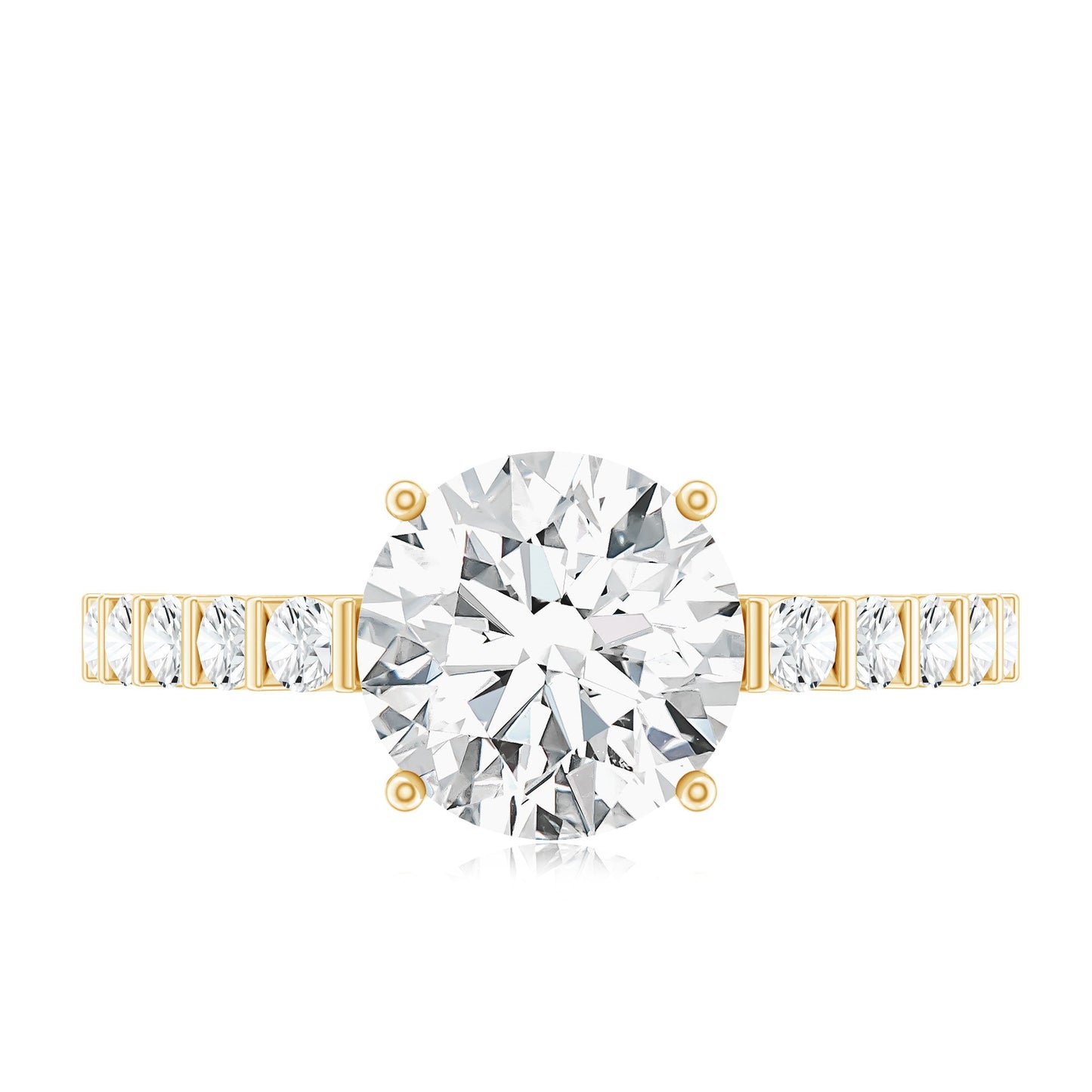 Solitaire Moissanite Engagement Ring with Side Stones