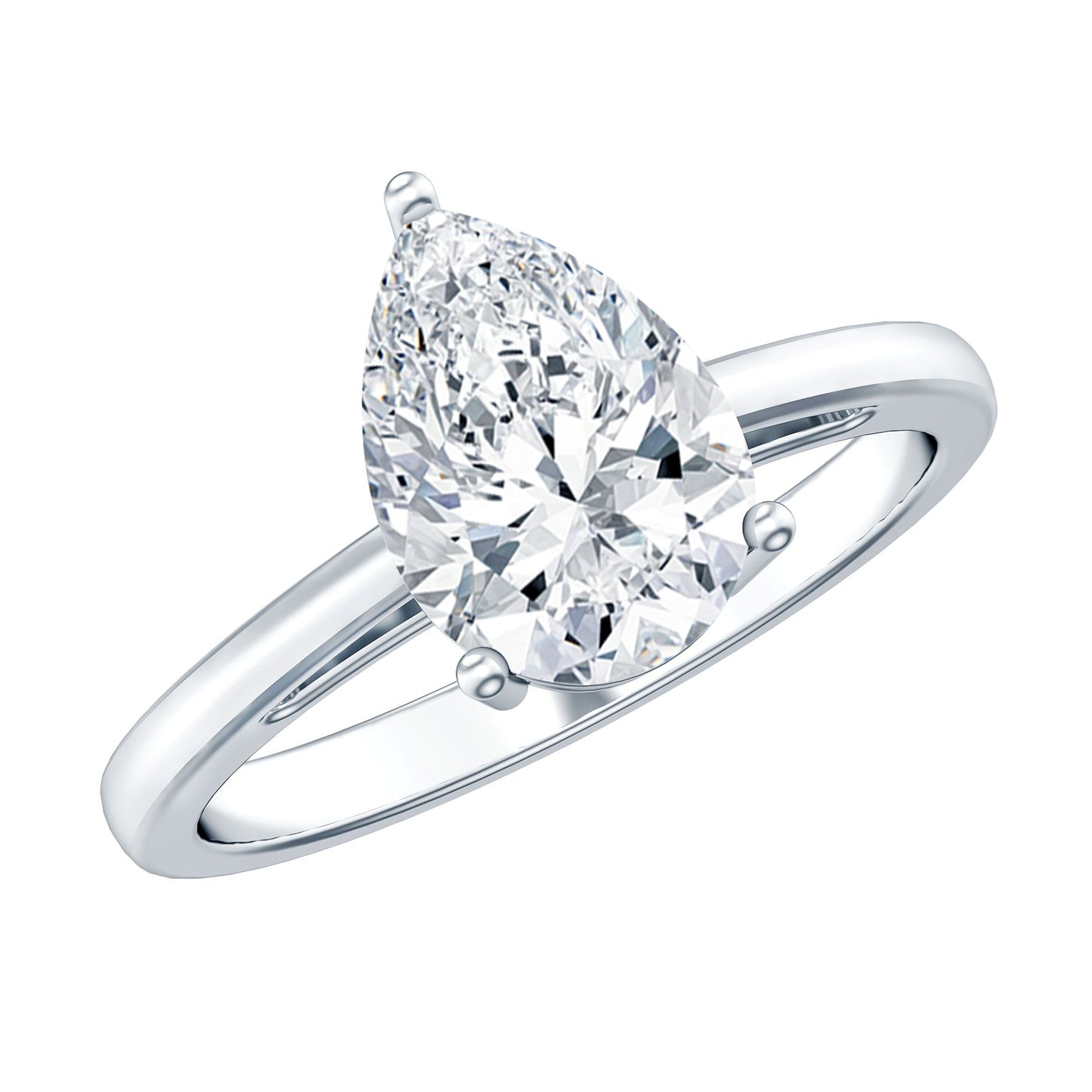 2 CT Moissanite Pear Shaped Engagement Ring for Women