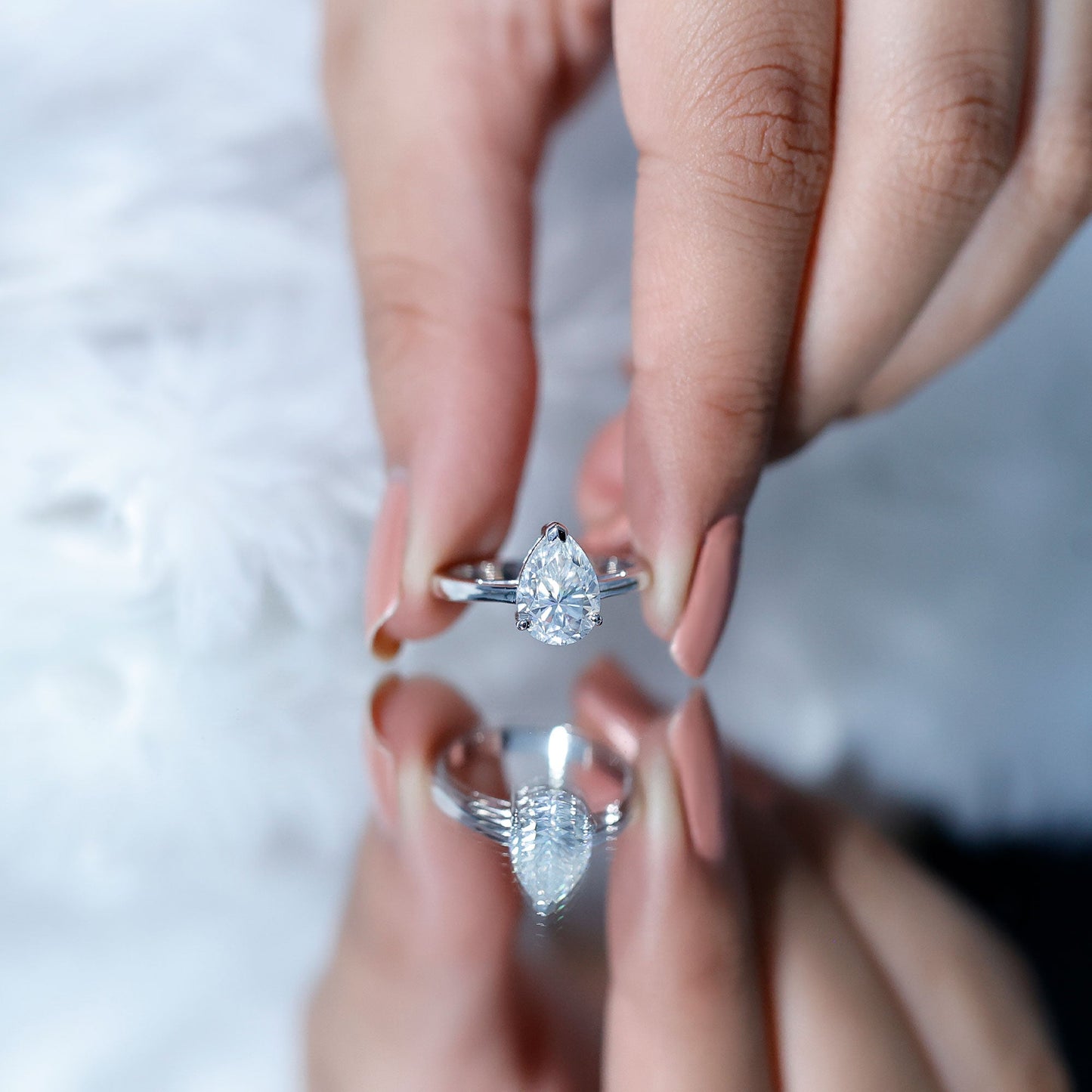 2 CT Moissanite Pear Shaped Engagement Ring for Women