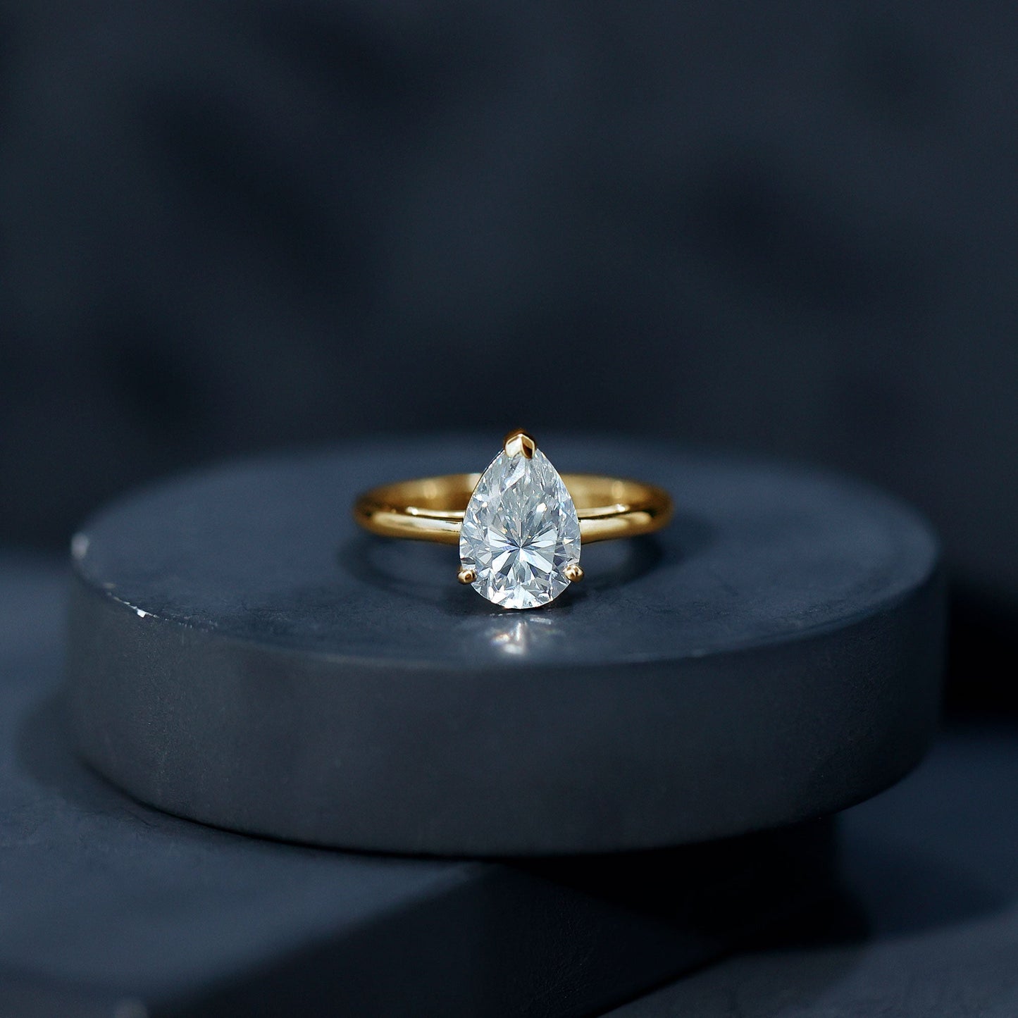 2 CT Moissanite Pear Shaped Engagement Ring for Women