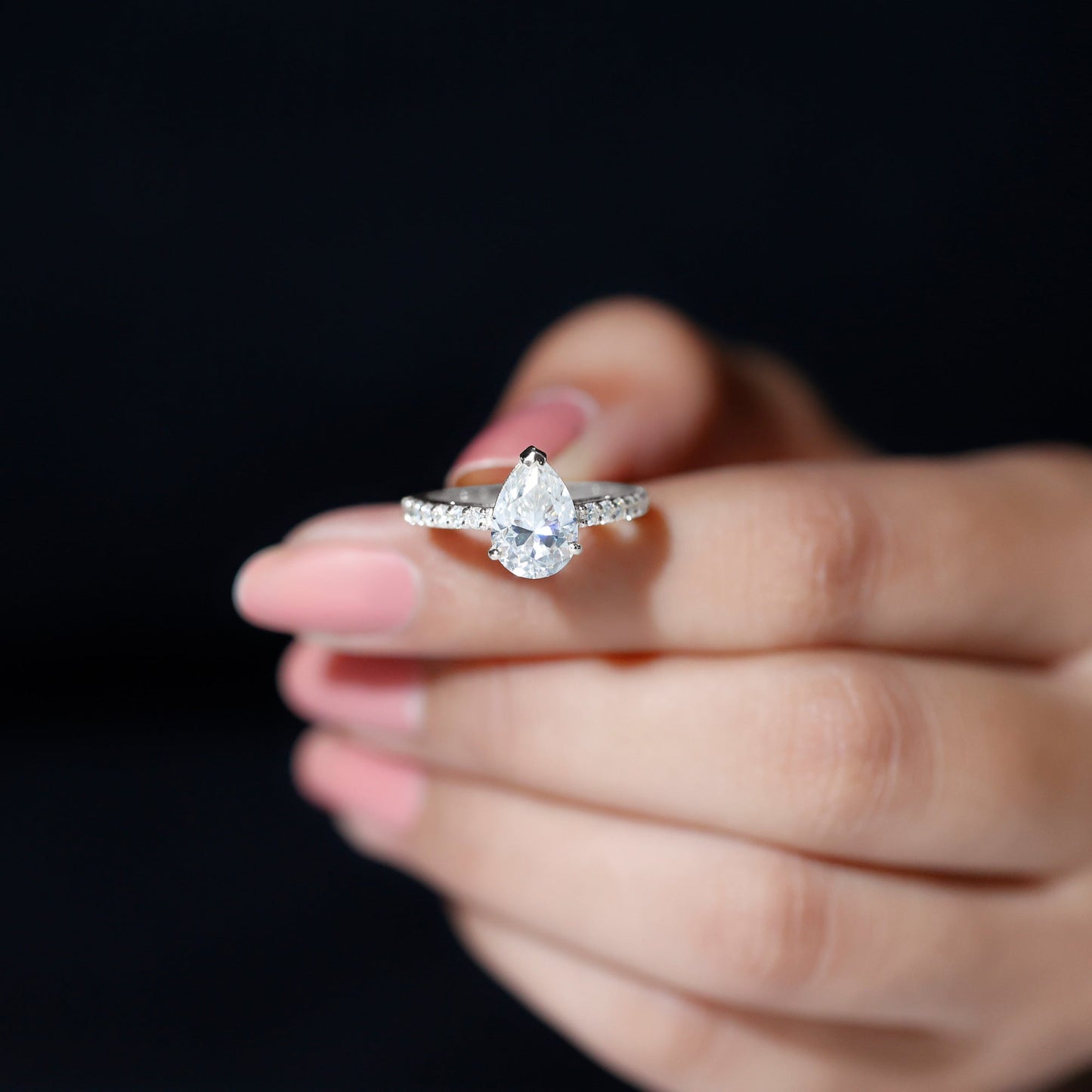 Certified 2.24 CT Moissanite Teardrop Engagement Ring For Her