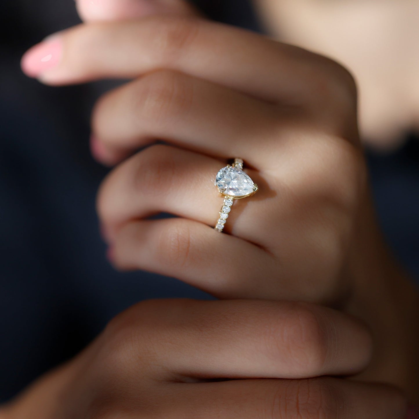 Certified 2.24 CT Moissanite Teardrop Engagement Ring For Her