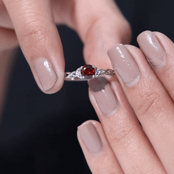 2.3 Carat Real Garnet Solitaire Engagement Ring with Celtic Knot