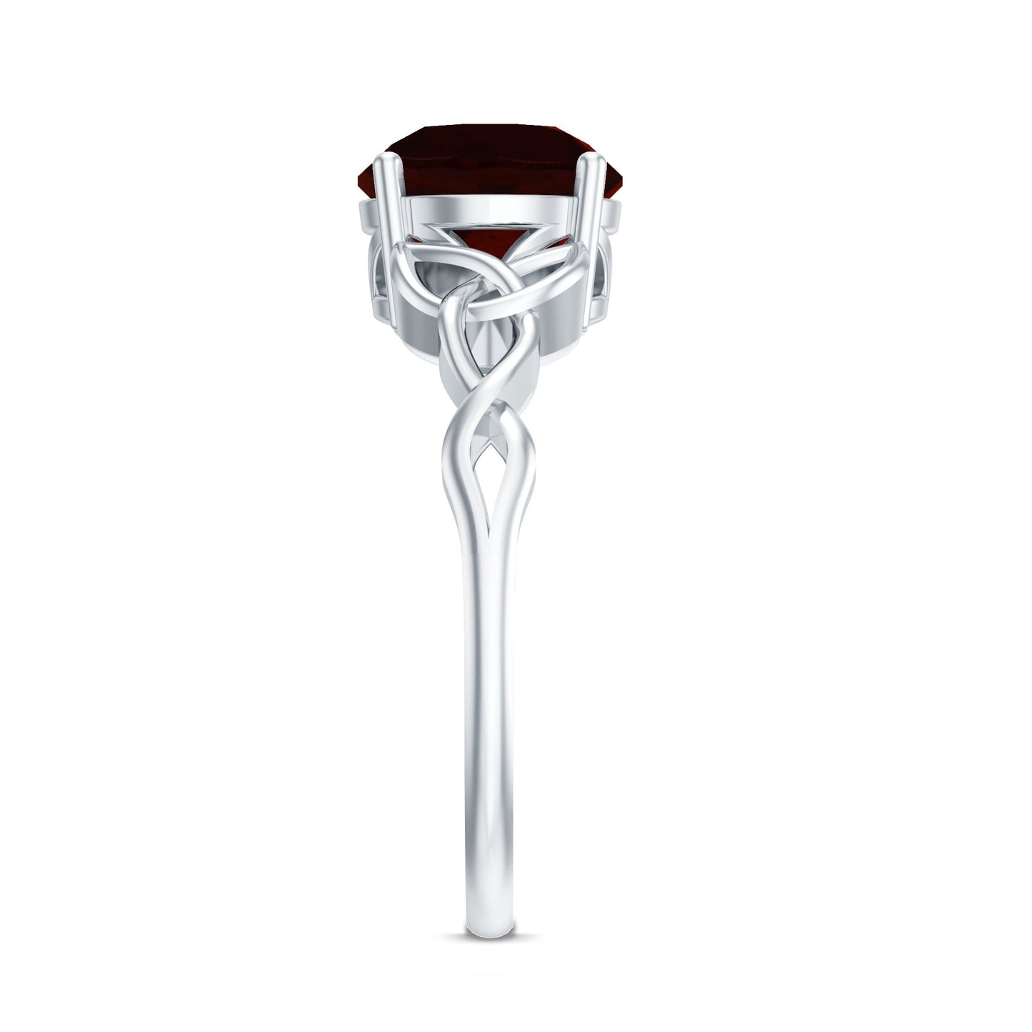 2.3 Carat Real Garnet Solitaire Engagement Ring with Celtic Knot