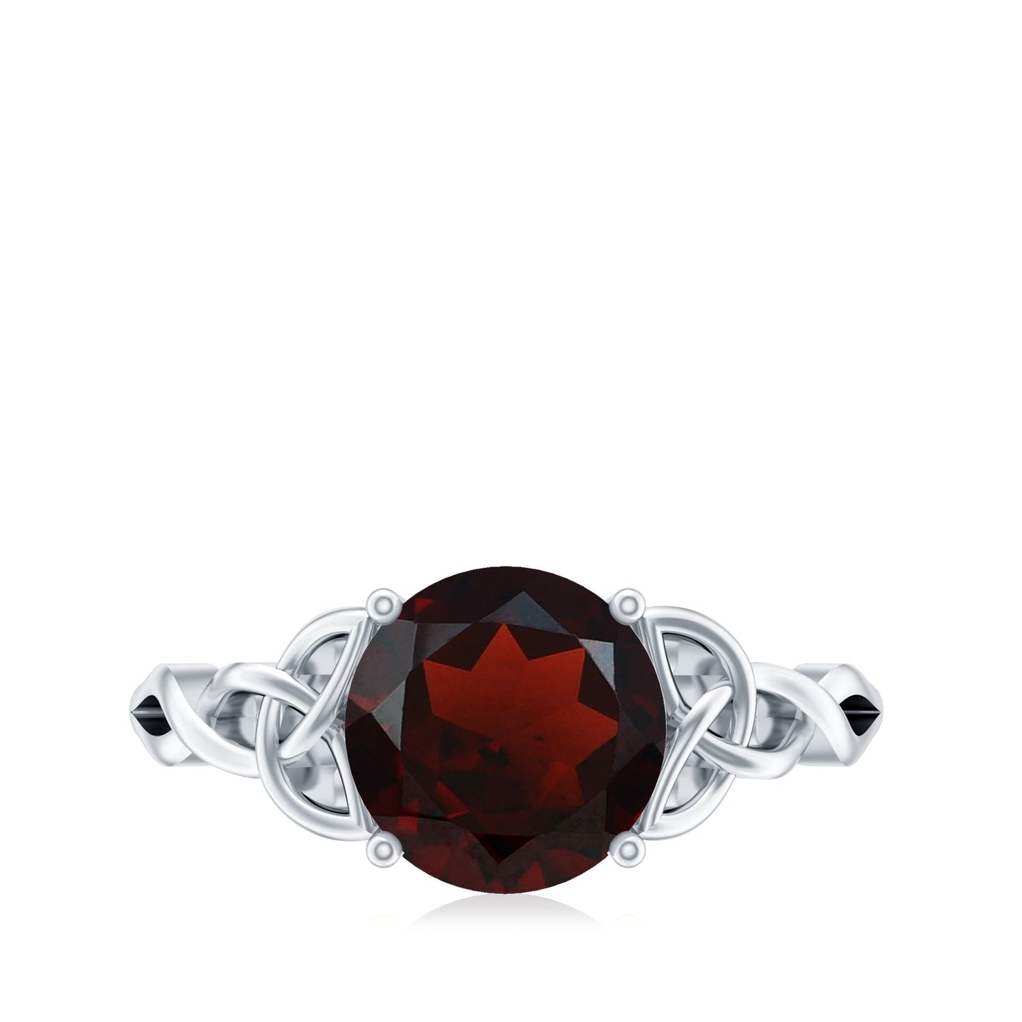 2.3 Carat Real Garnet Solitaire Engagement Ring with Celtic Knot