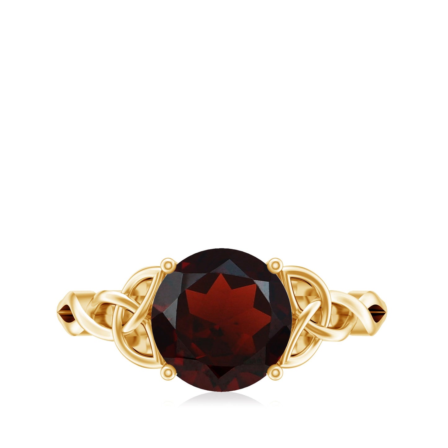 2.3 Carat Real Garnet Solitaire Engagement Ring with Celtic Knot