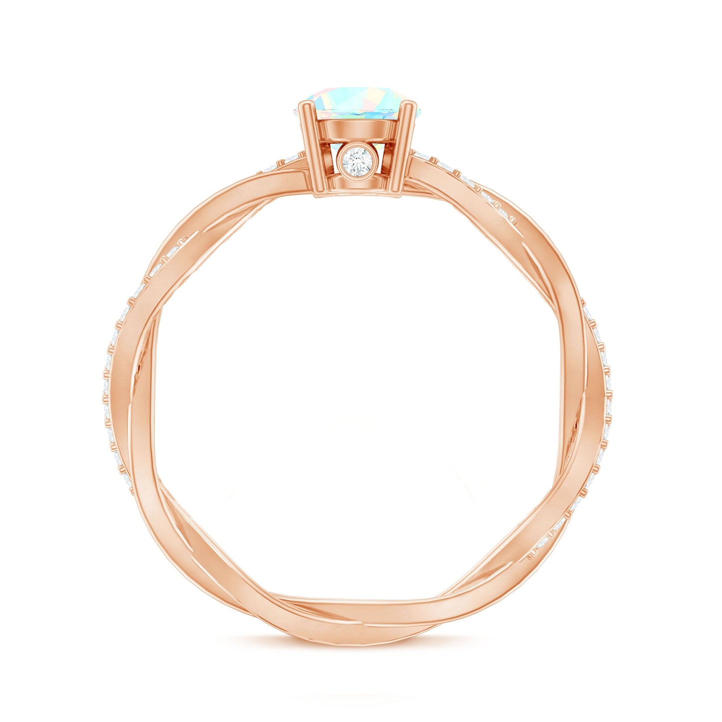 Certified Real Ethiopian Opal Diamond Pre Engagement Ring with Braided Shank
