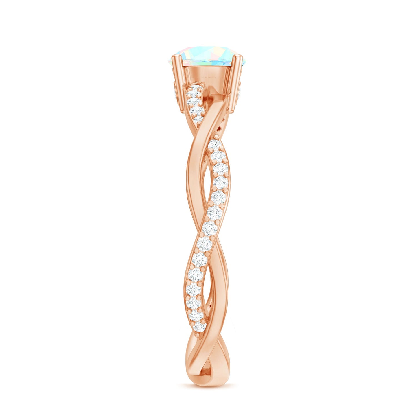 Certified Real Ethiopian Opal Diamond Pre Engagement Ring with Braided Shank