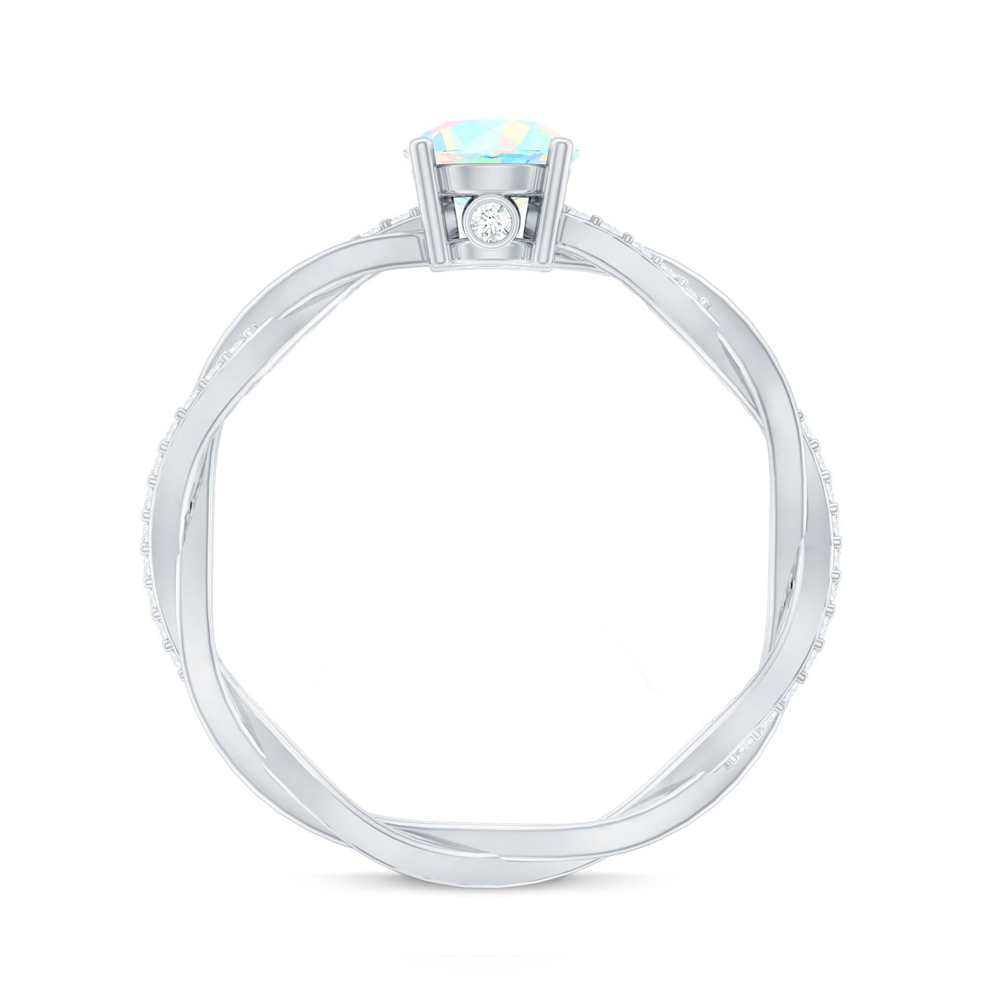 Certified Real Ethiopian Opal Diamond Pre Engagement Ring with Braided Shank