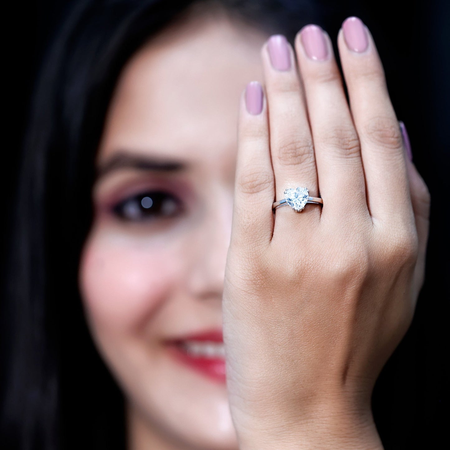 Certified Solitaire Moissanite Heart Engagement Ring For Women