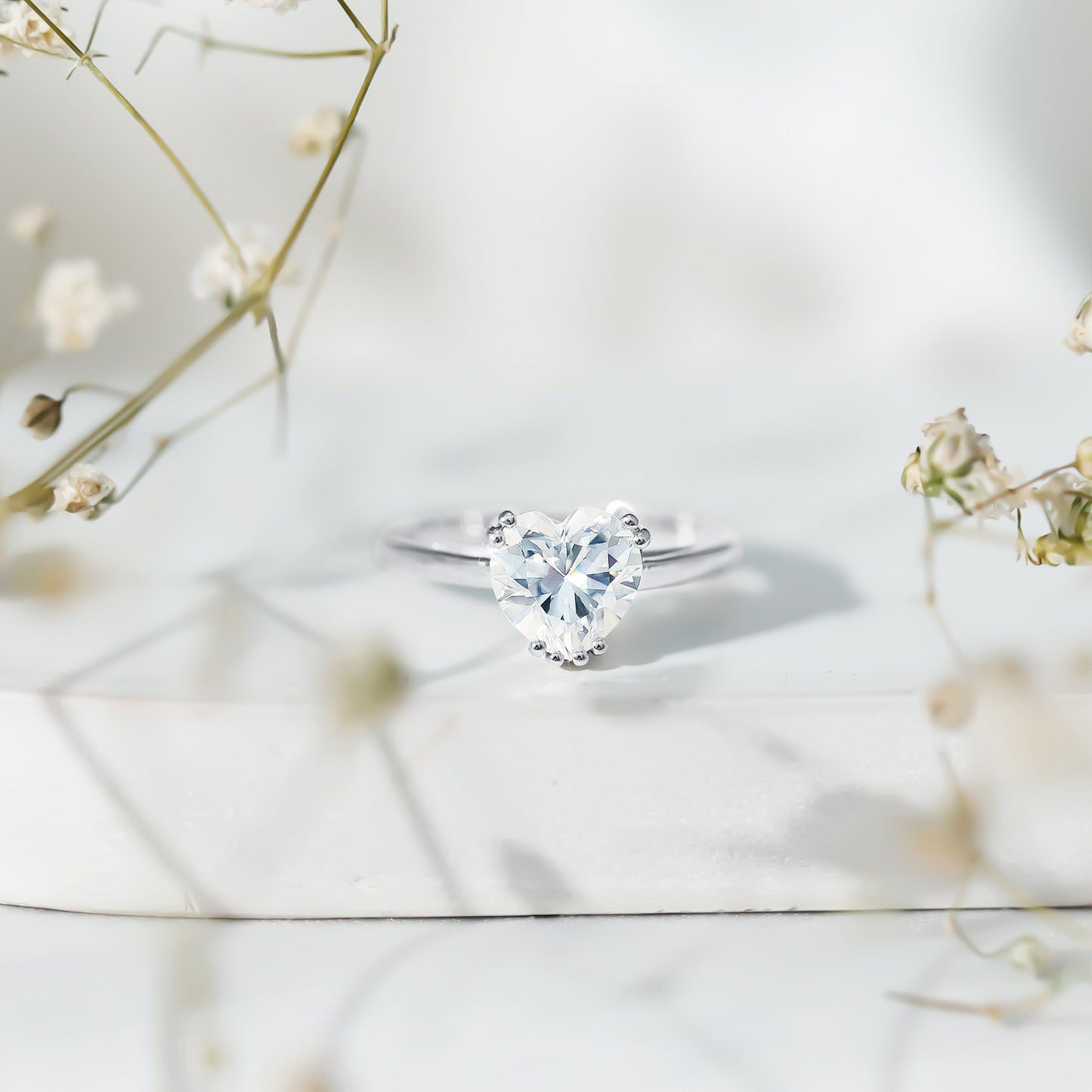 Certified Solitaire Moissanite Heart Engagement Ring For Women
