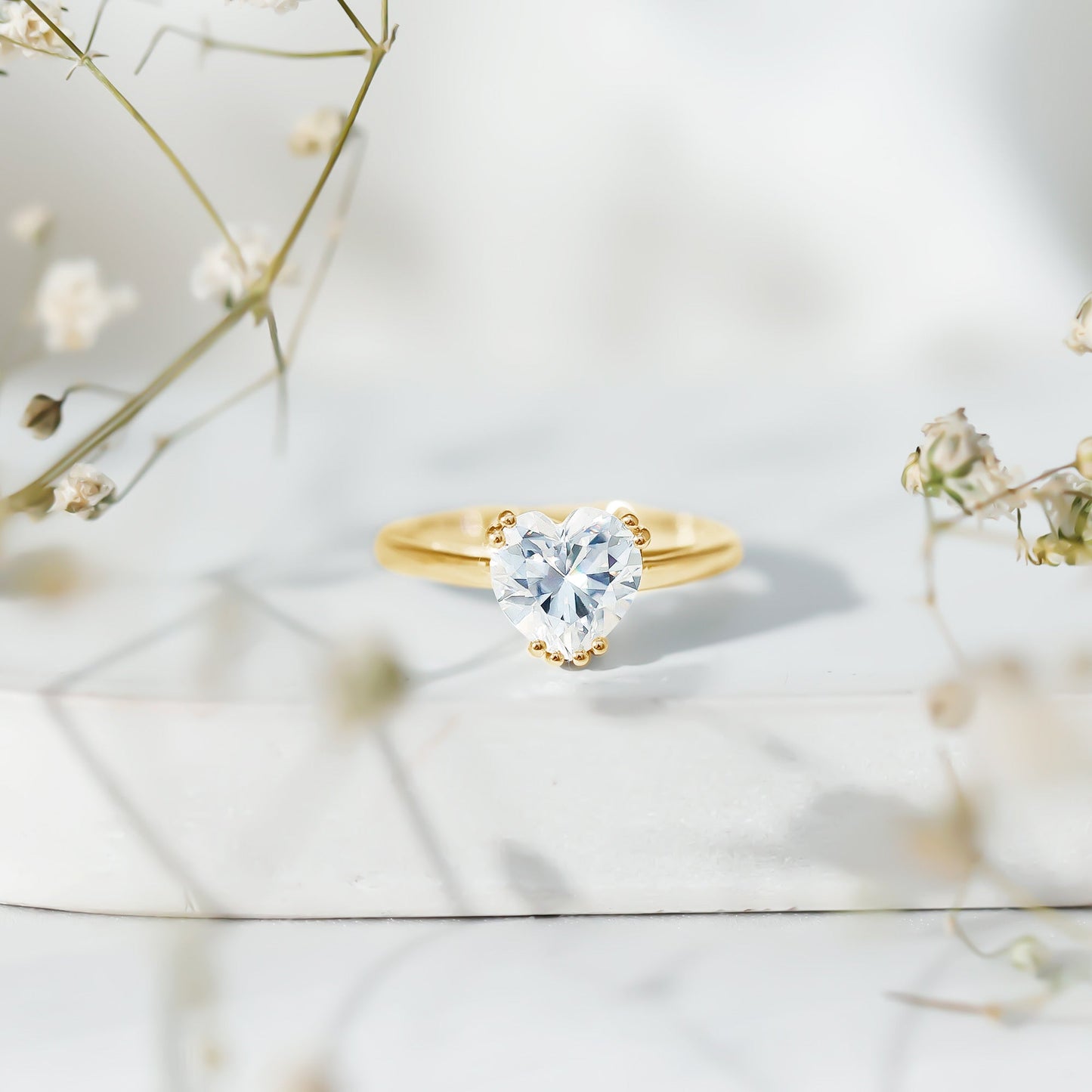 Certified Solitaire Moissanite Heart Engagement Ring For Women